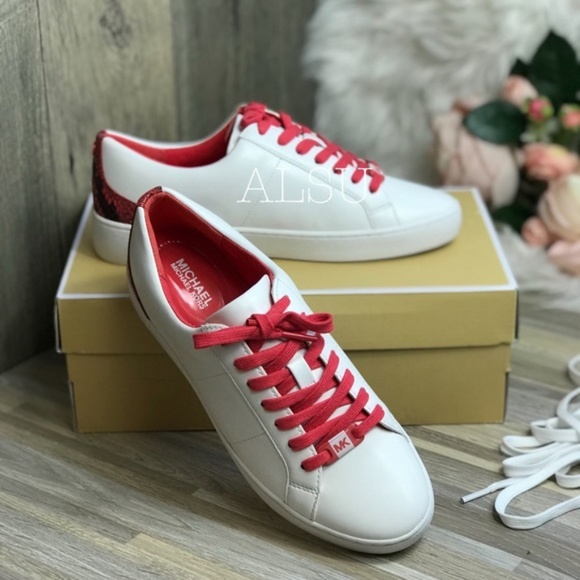 🌸Sale🌸 Michael Kors Catelyn Lace Up Napa Optic Sangria Women's 45T8CAFS2L - Picture 2 of 8